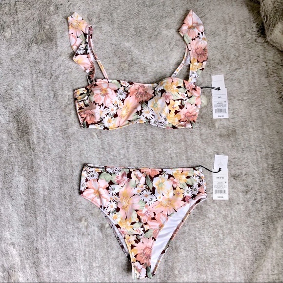 Target Ruffle Strap Floral Bikini Set 34C/XS - Picture 1 of 3